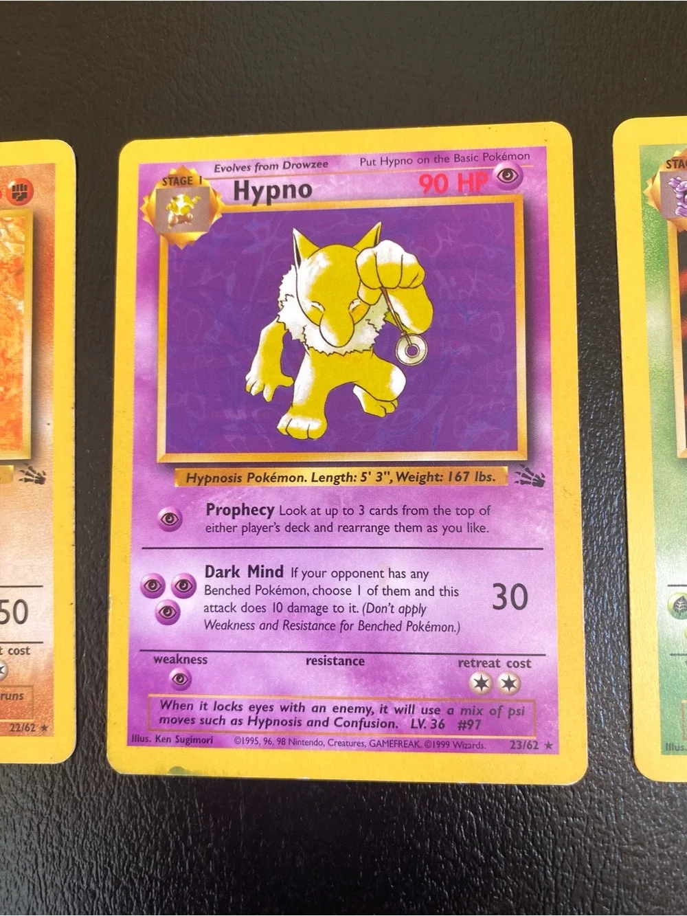 Pokemon Cards Hitmonlee 22/62, Hypno 23/62 & Muk 28/62